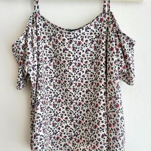 Don’t Ask Why Floral Print Cold Shoulder Flowy Women's Top, One Size